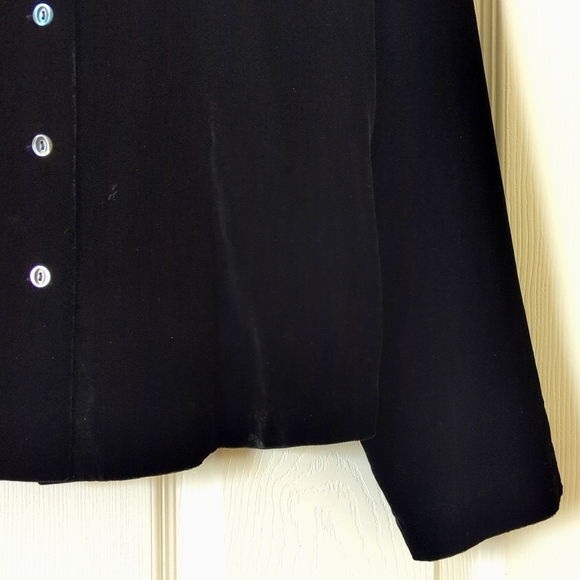 Banana Republic Y2K Vintage Silk Blend Velvet Long Sleeve Button Down Top Black - Picture 6 of 9